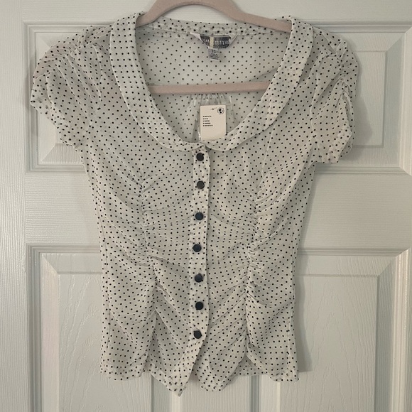 Urban outfitters polka dot sheer top retro preppy - Picture 2 of 8